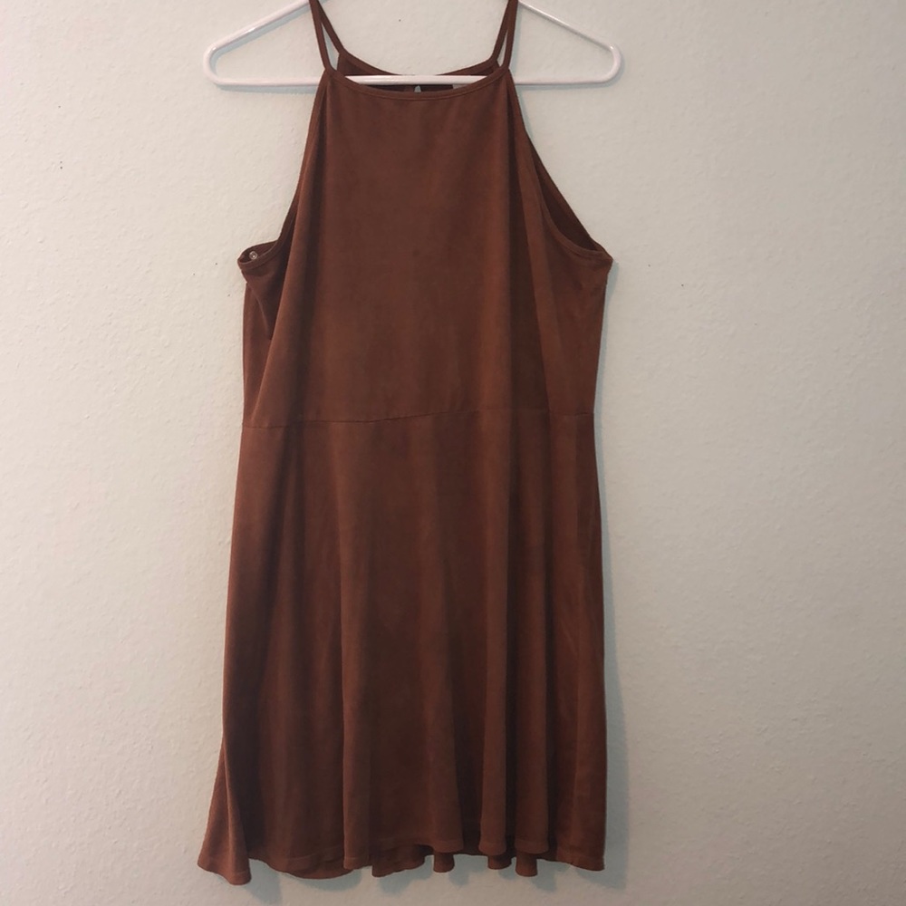 High-Collar Brown Dress